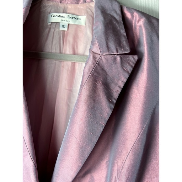 Carolina Herrera Vintage Purple Iridescent Silk Evening Jacket Coat Size 10 Ital - Picture 4 of 7